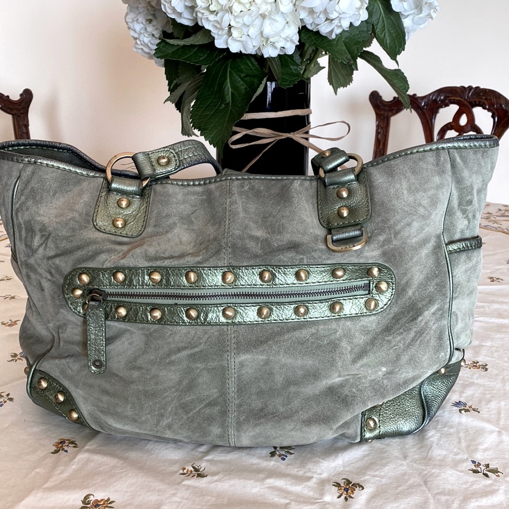 Raffe ultra suede / leather Tote Bag